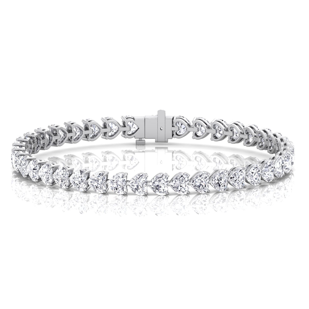 East to West Heart Shape Lab Grown Diamond Tennis Bracelet White Gold 14K 18K