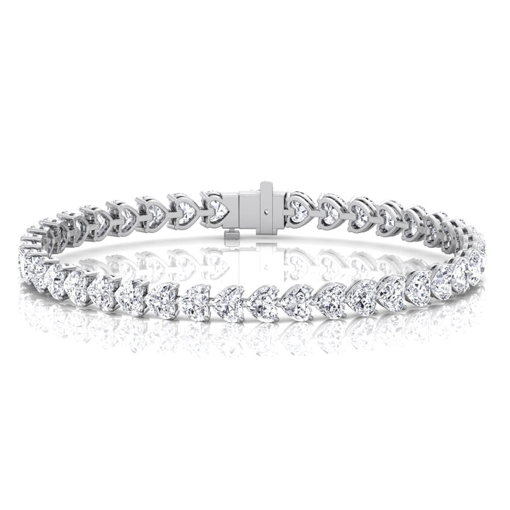 East to West Heart Shape Lab Grown Diamond Tennis Bracelet White Gold 14K 18K