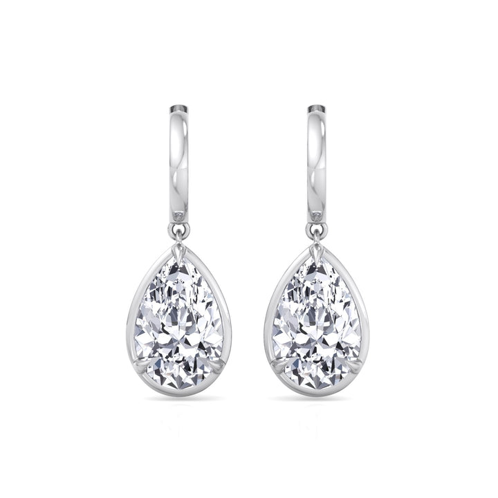 Pear Shape Lab Grown Diamond Drop Earrings WG 2