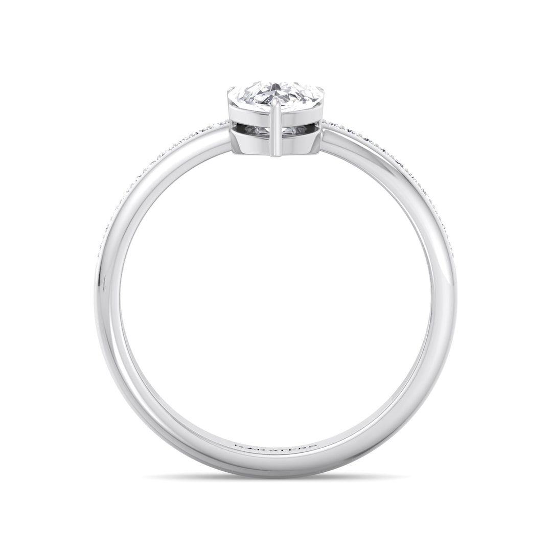 Floating Pear Shape Lab Grown Diamond Engagement Ring with Double Band White Gold