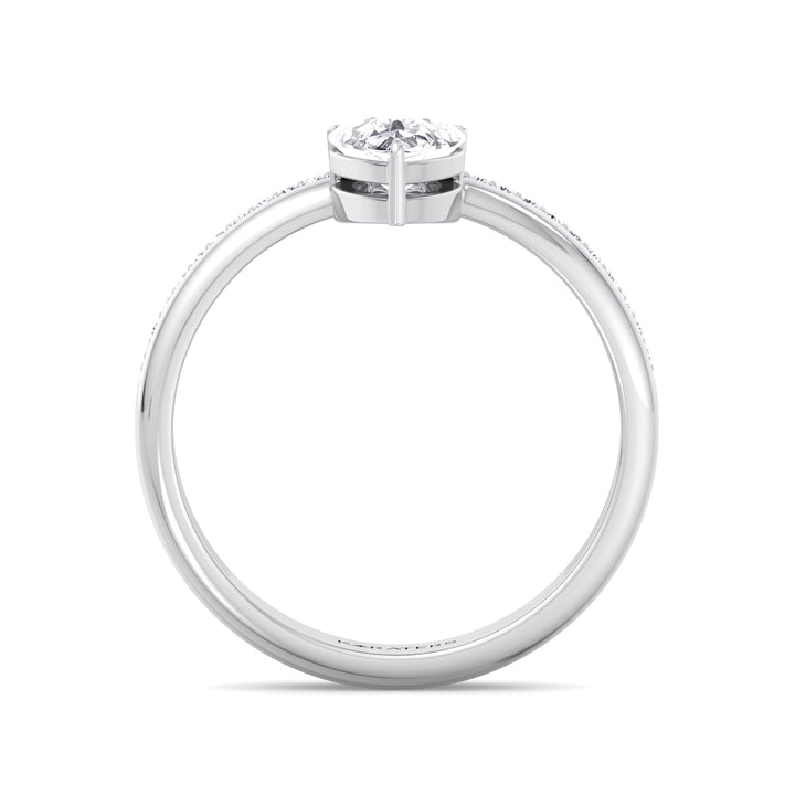Floating Pear Shape Lab Grown Diamond Engagement Ring with Double Band White Gold