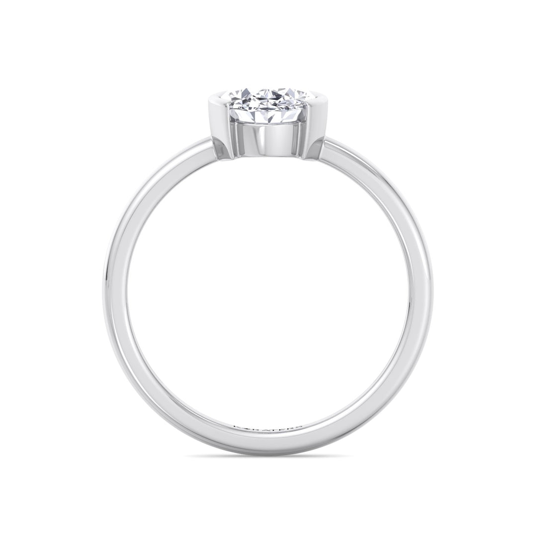 Half Bezel Oval Shape Lab-Grown Diamond Engagement Ring-1CT-2CT-3CT-4CT-5CT-6CT-7CT-8CT-9CT-10CT-White Gold