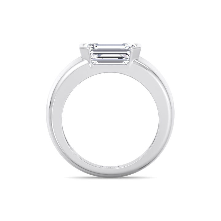 WG Emerald Cut Bezel Set Unisex Lab Grow Diamond Engagement Ring  4