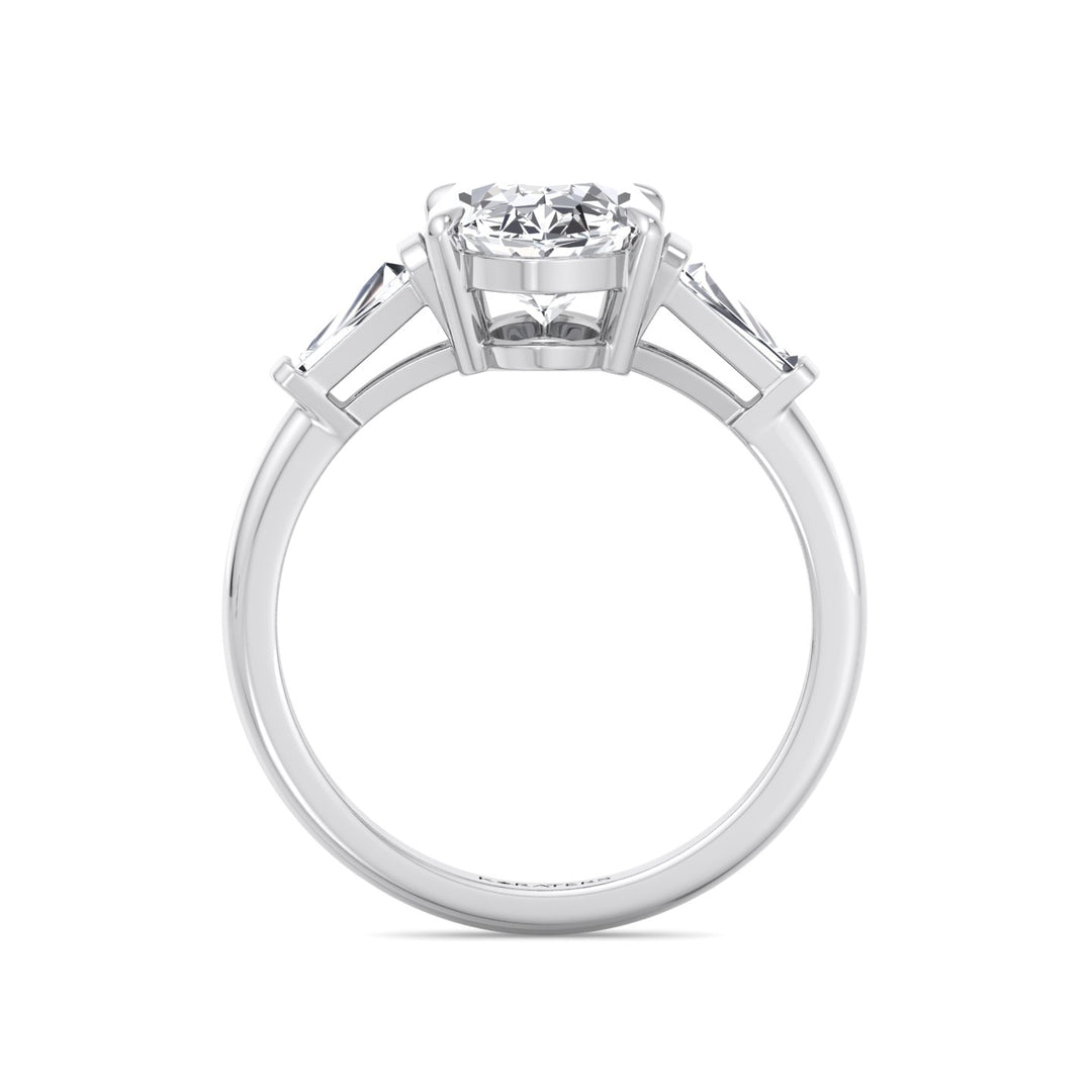 Moval Lab-Grown Diamond Engagement Ring with Tapered Baguette Sidestones White Gold 