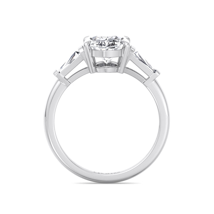 Moval Lab-Grown Diamond Engagement Ring with Tapered Baguette Sidestones White Gold 