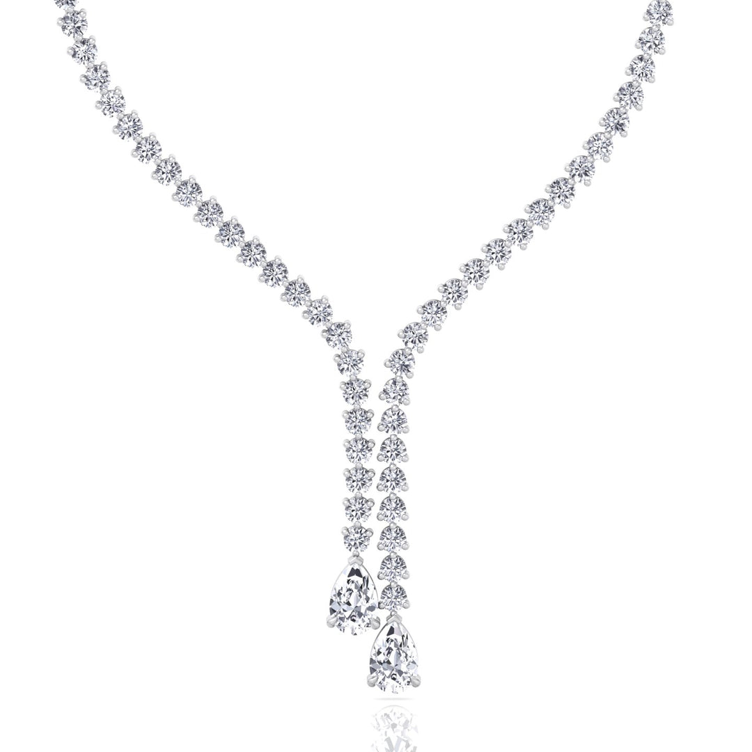 18CT T.W. Pear Shape Lab Grown Diamond Lariat Tennis Necklace White Gold 18K