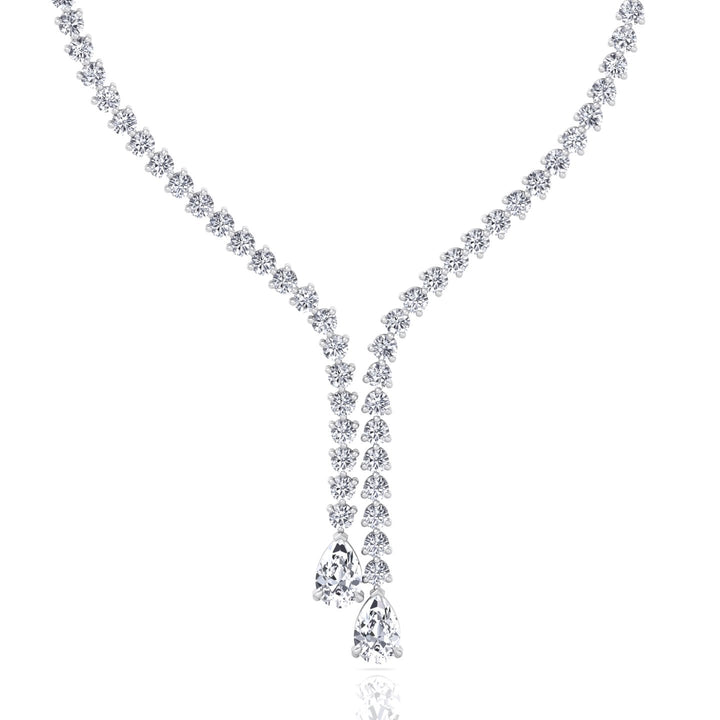 18CT T.W. Pear Shape Lab Grown Diamond Lariat Tennis Necklace White Gold 18K