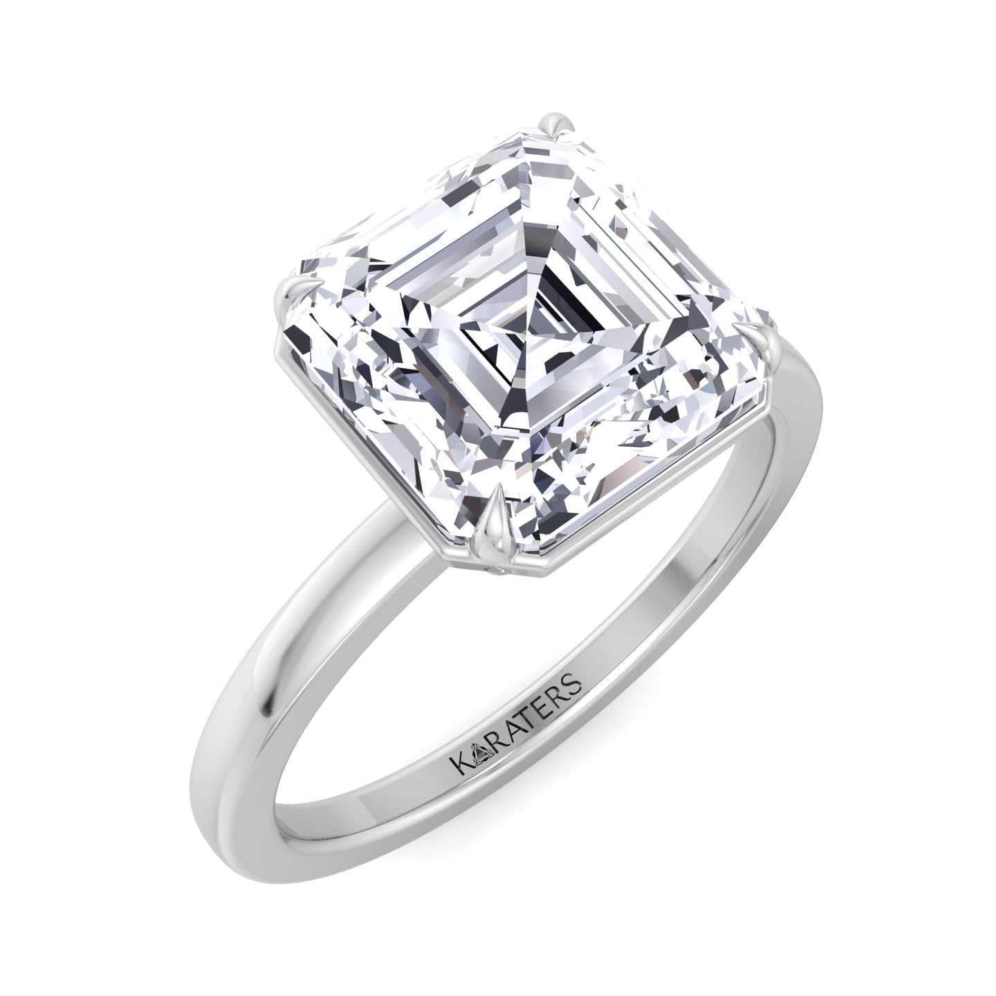 Asscher Cut Lab Grown Diamond Solitaire Engagement Ring