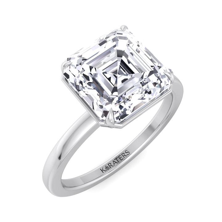 Asscher Cut Lab Grown Diamond Solitaire Engagement Ring