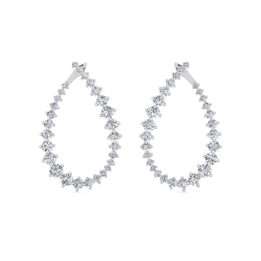 Round Teardrop Shape Lab-Grown Diamond Earrings WG 2