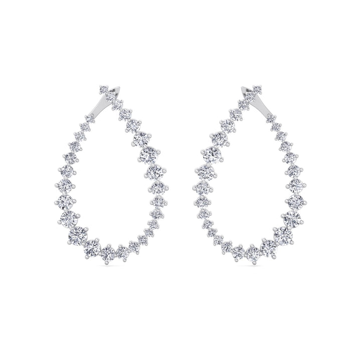 Round Teardrop Shape Lab-Grown Diamond Earrings WG 2