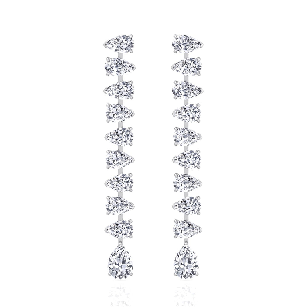 Pear Shape Tennis Drop Earrings Lab Grown Diamond lifestyle WG 4