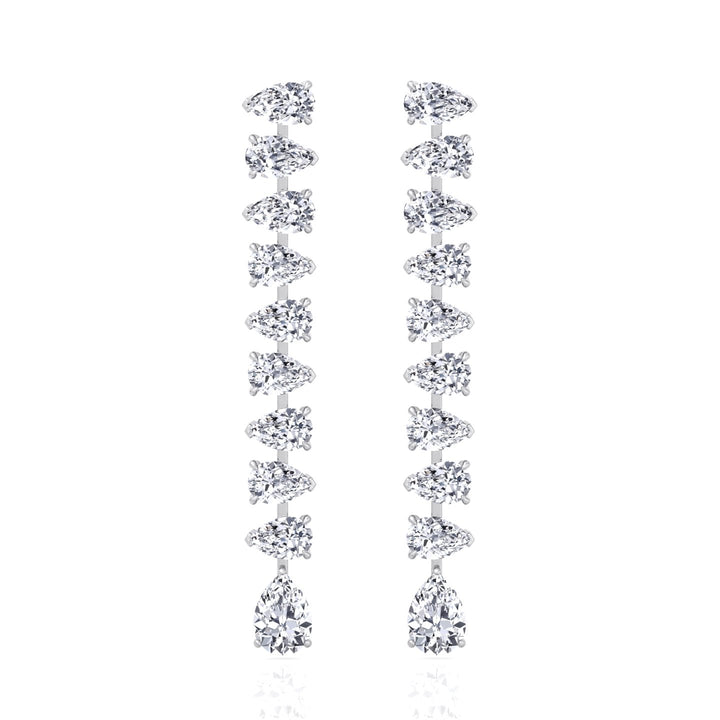 Pear Shape Tennis Drop Earrings Lab Grown Diamond lifestyle WG 4