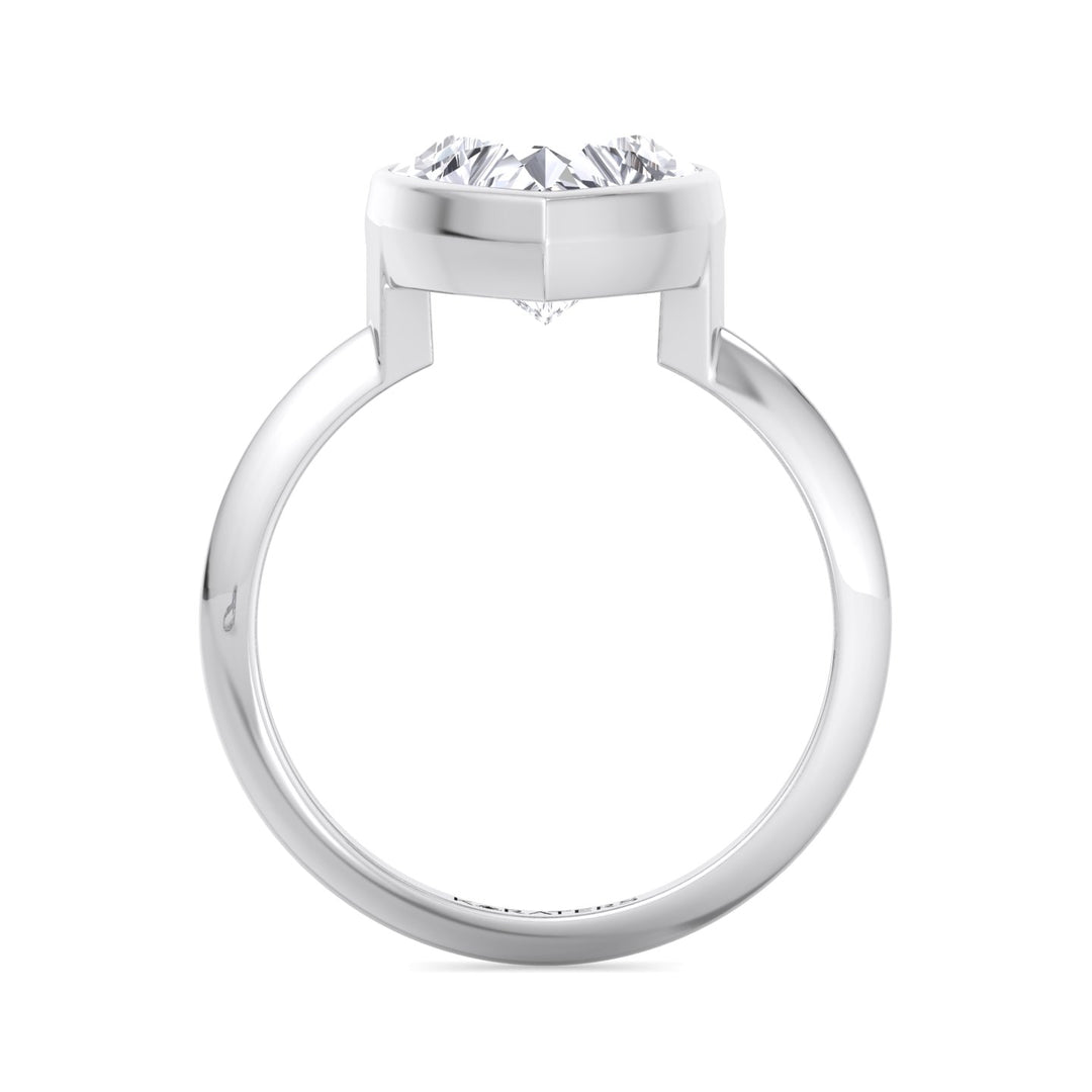 Heart Shaped Cut Bezel Set Solitaire Lab Grown Diamond Engagement Ring