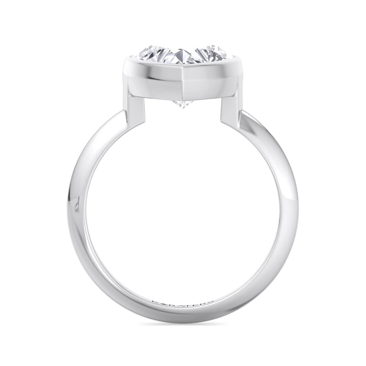 Heart Shaped Cut Bezel Set Solitaire Lab Grown Diamond Engagement Ring
