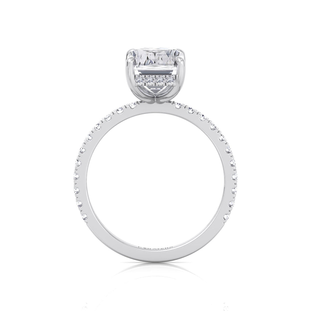 Ashoka Lab Grown Diamond Engagement Ring with Pavé Band White Gold
