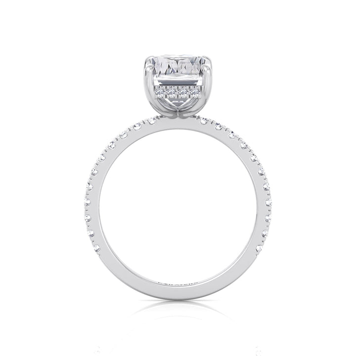 Ashoka Lab Grown Diamond Engagement Ring with Pavé Band White Gold