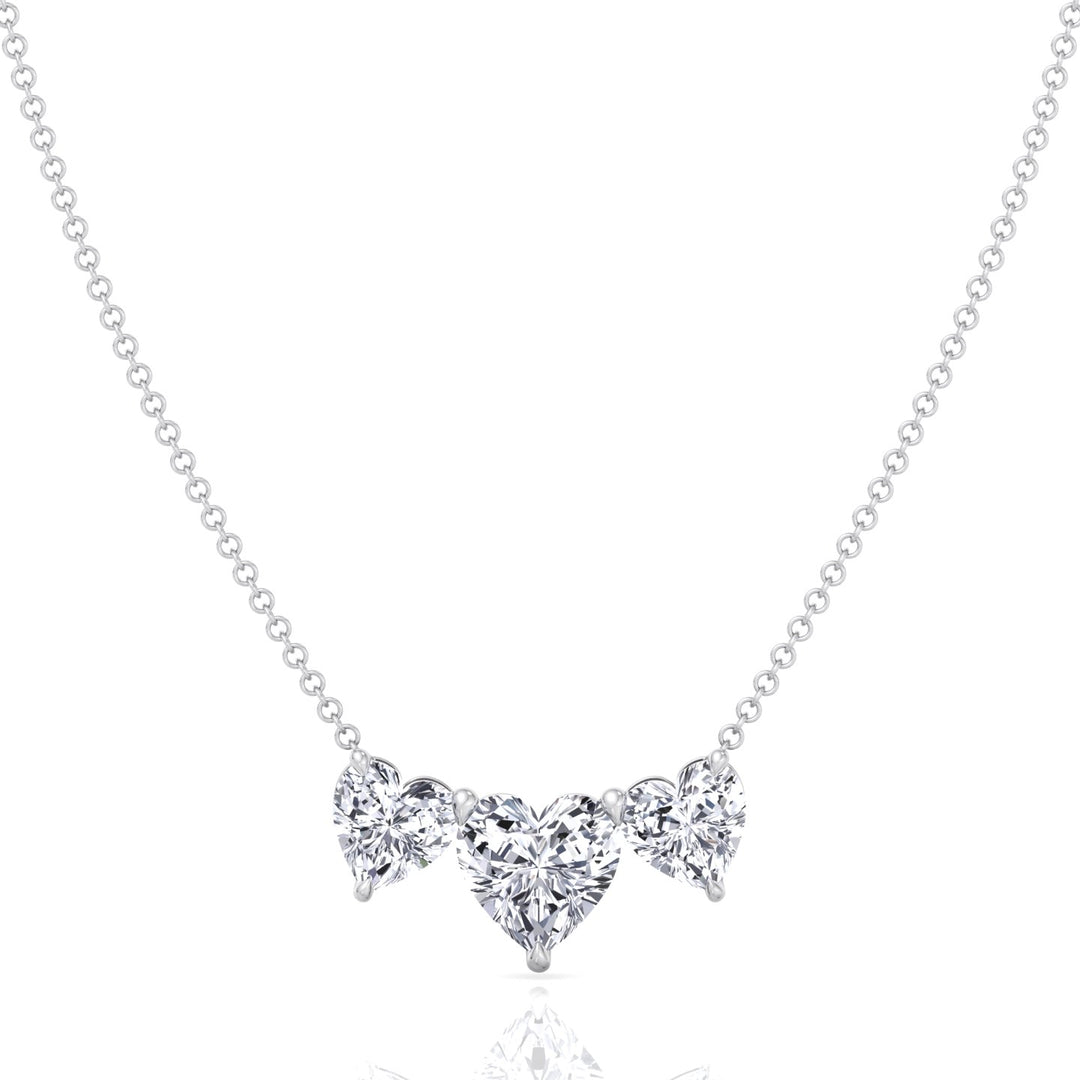 Triple Heart Shape Lab Grown Diamond Pendant White Gold 18K