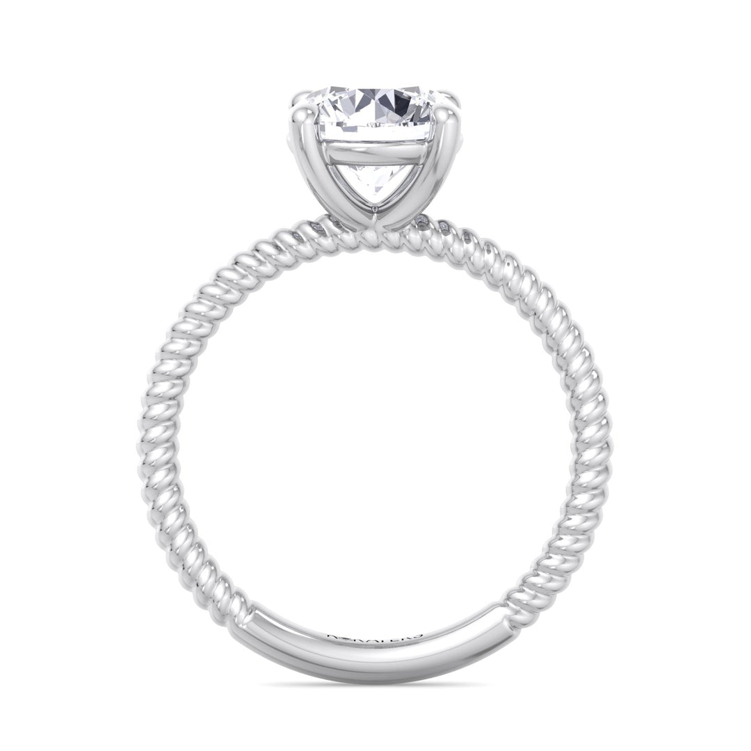 Twisted Rope Band Round Cut Lab - Grown Diamond Solitaire Engagement Ring