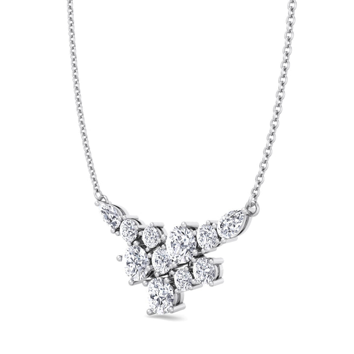 1.65CT Round Shape Cluster Natural Diamond Pendant Necklace White Gold 14K 