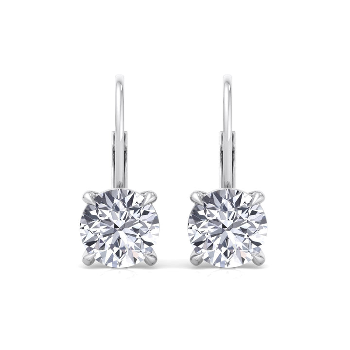Round Shape Lab Grown Diamond Drop Earrings WG
