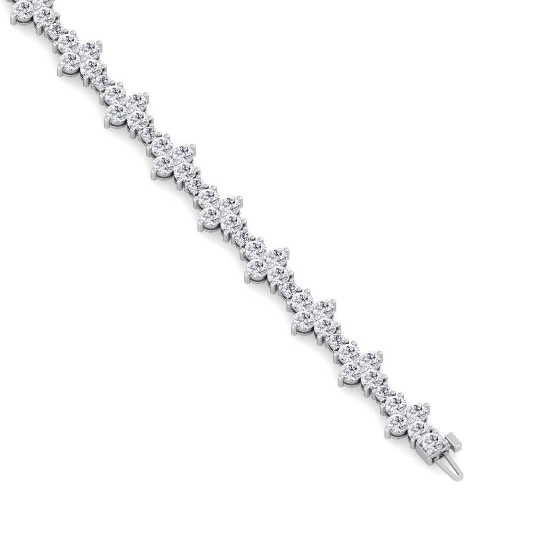 Round Floral Lab Grown Diamond Tennis Bracelet WG 5