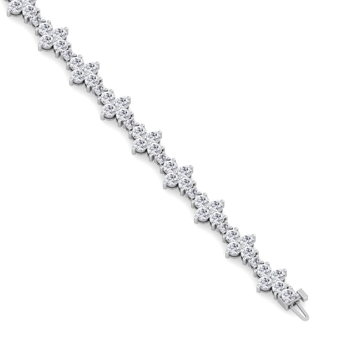 Round Floral Lab Grown Diamond Tennis Bracelet WG 5