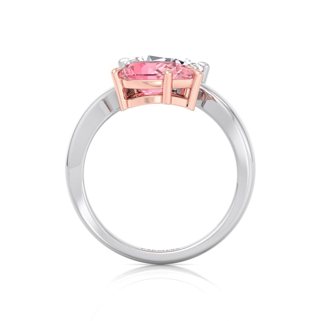 Pear Shape Bypass Ring in Fancy Pink Lab Grown Diamond White Gold 