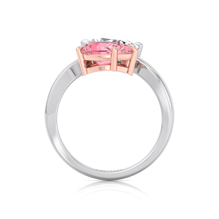 Pear Shape Bypass Ring in Fancy Pink Lab Grown Diamond White Gold 