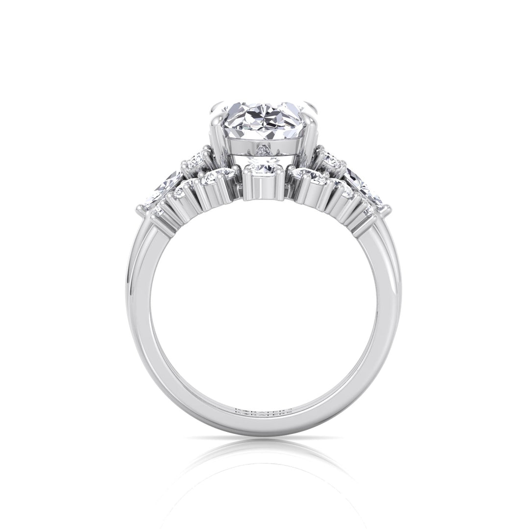 3.63CT Total Weight Oval with Side Stones Grown Diamond Wedding Set  White Gold