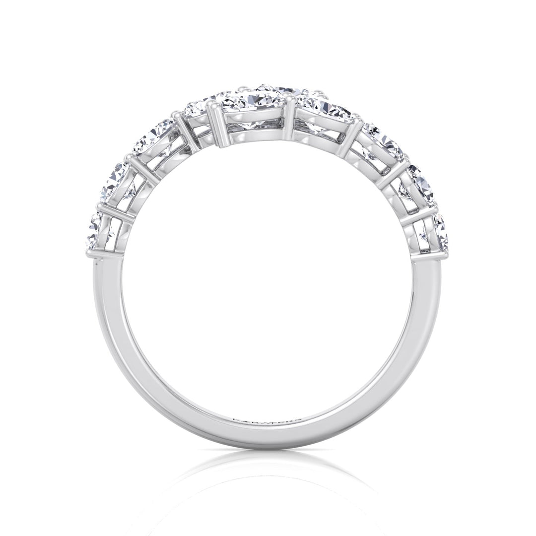Graduated Oval Shape Lab Grown Diamond Wrap Ring White Gold