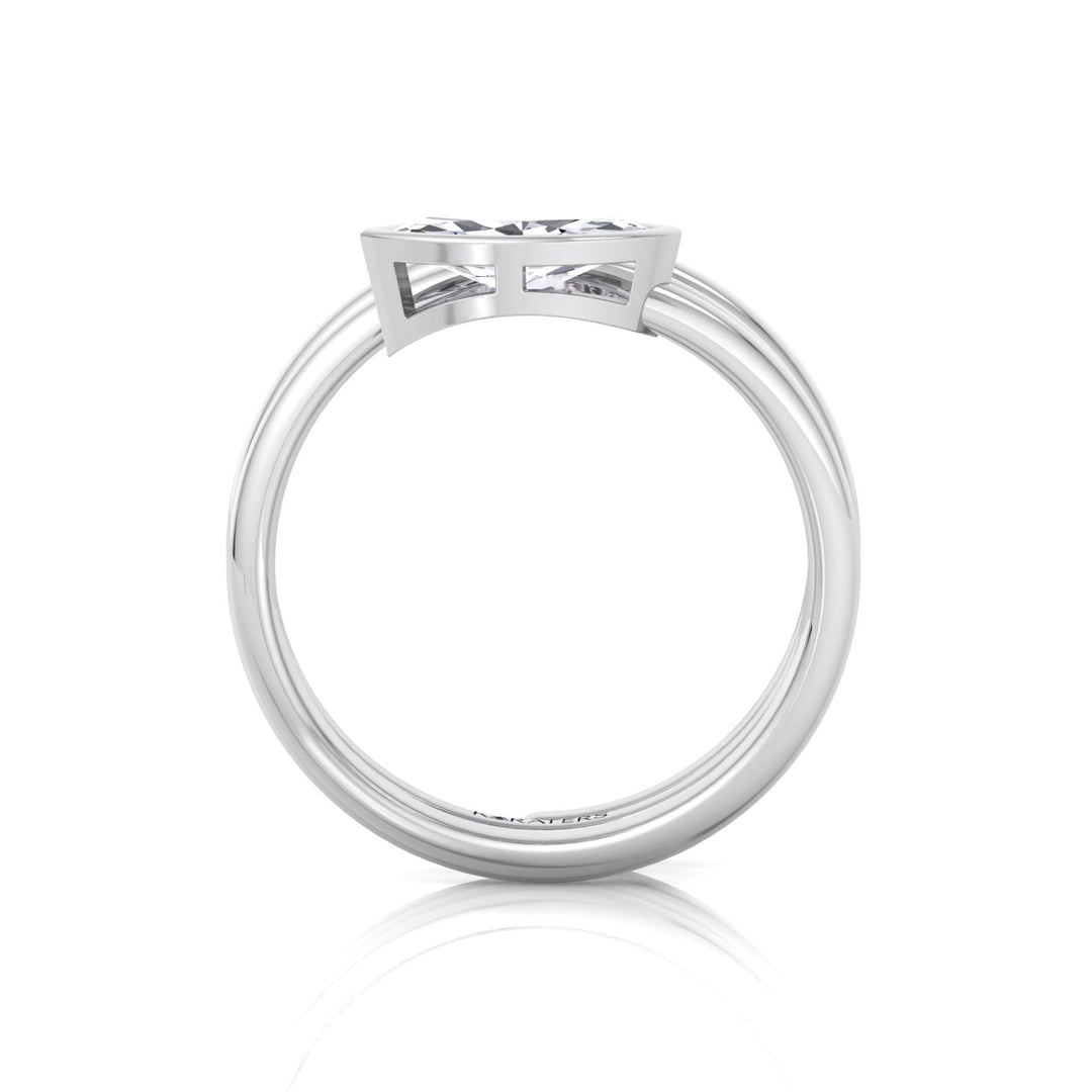 Spiral Bezel Set Marquise-Cut Lab Grown Diamond Ring White Gold