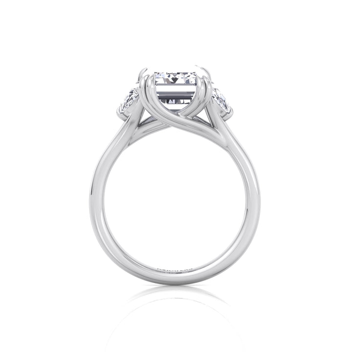 Emerald & Trapezoid Three Stone Lab-Diamond Engagement Ring WG 5
