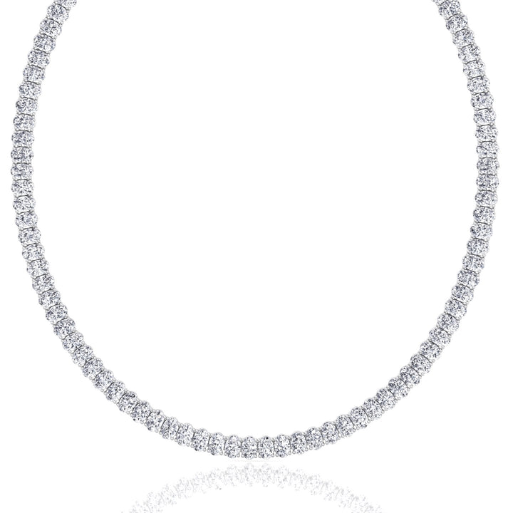 Oval Shape Lab Grown Diamond Tennis Necklace White Gold 18K
