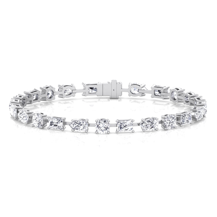 Multi Shape Lab Grown Diamond Tennis Bracelet 14K Solid Gold (Round, Pear & Emerald)