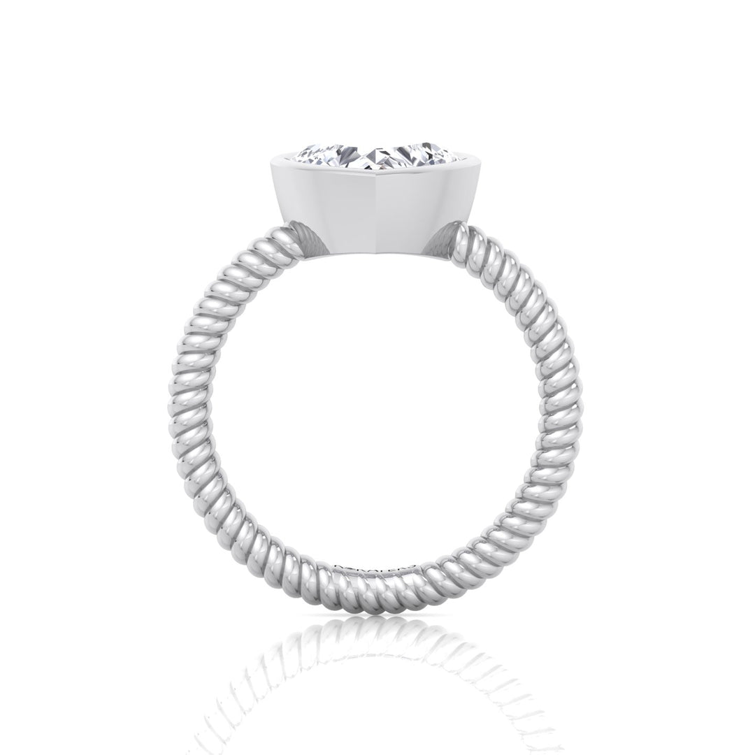 Heart Shape Twisted Rope Band Lab  Diamond Ring WG 5