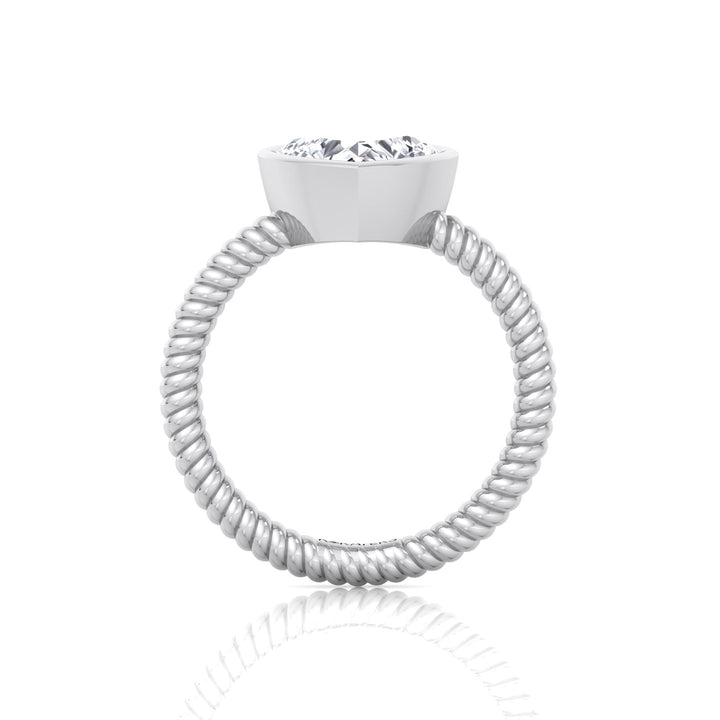 Heart Shape Twisted Rope Band Lab  Diamond Ring WG 5