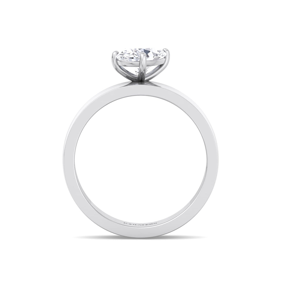 Oval Shape Lab Grown Diamond Engagement Ring with Wide Band White Gold