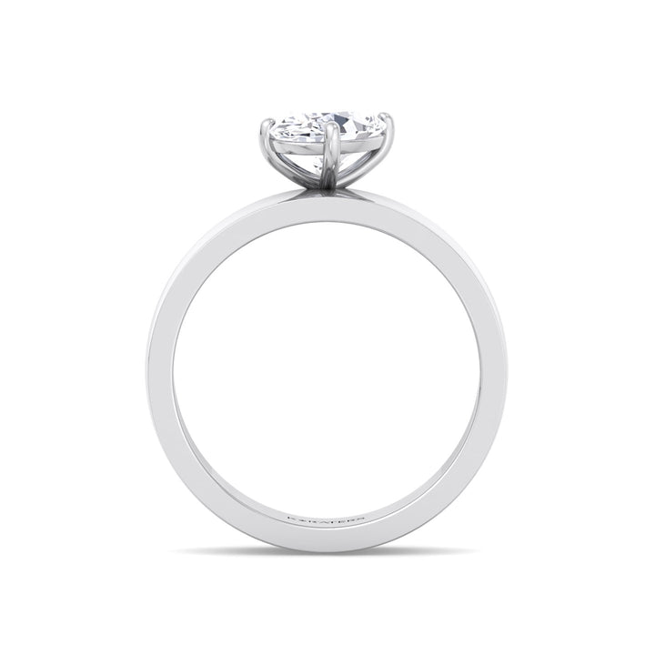 Oval Shape Lab Grown Diamond Engagement Ring with Wide Band White Gold