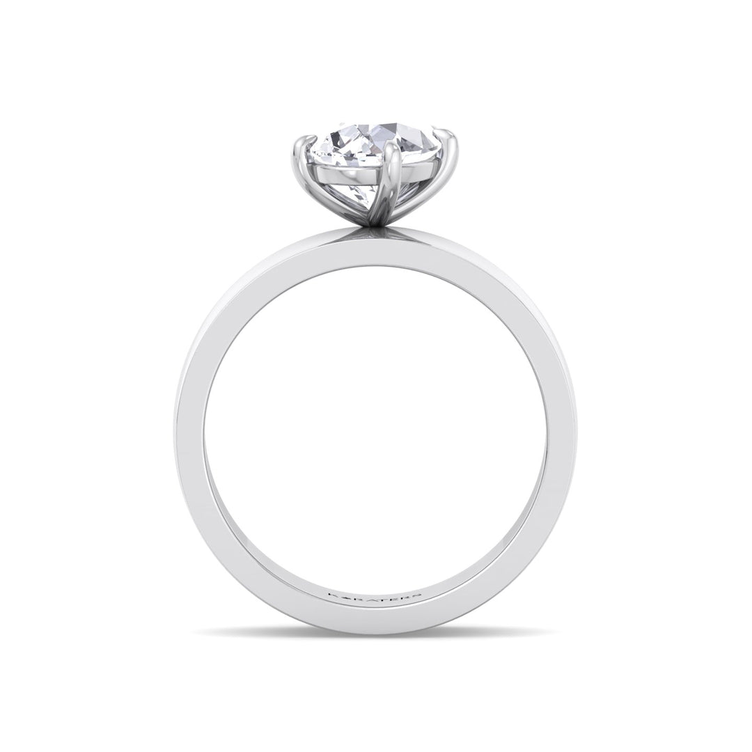 Pear Shaped Lab Grown Diamond Engagement Ring with Wide Band White Gold