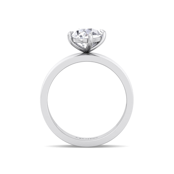 Pear Shaped Lab Grown Diamond Engagement Ring with Wide Band White Gold