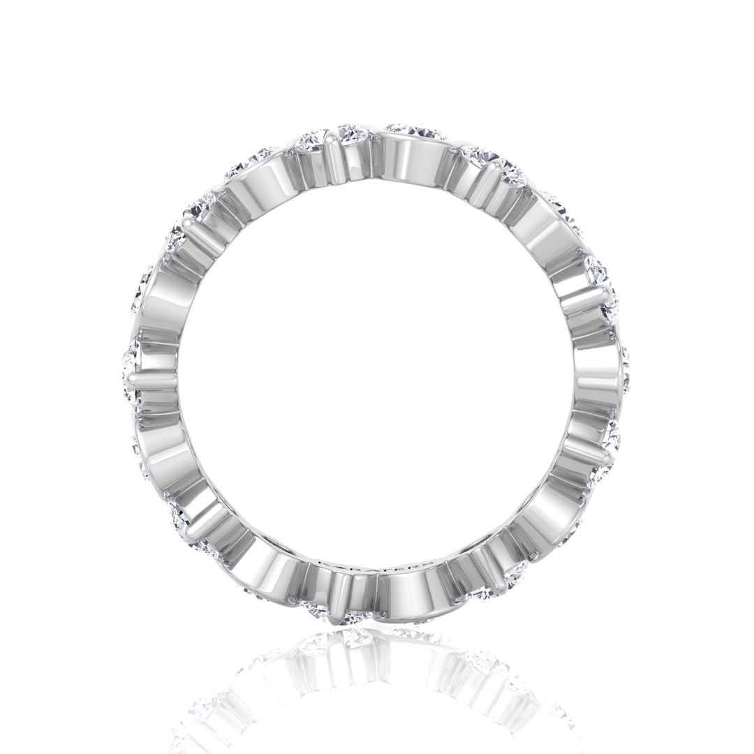 Round Shape Bezel Wave Lab Grown Diamond Eternity Band White Gold