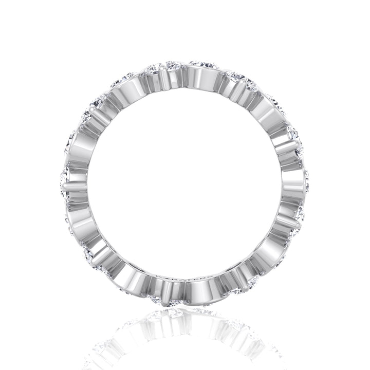 Round Shape Bezel Wave Lab Grown Diamond Eternity Band White Gold