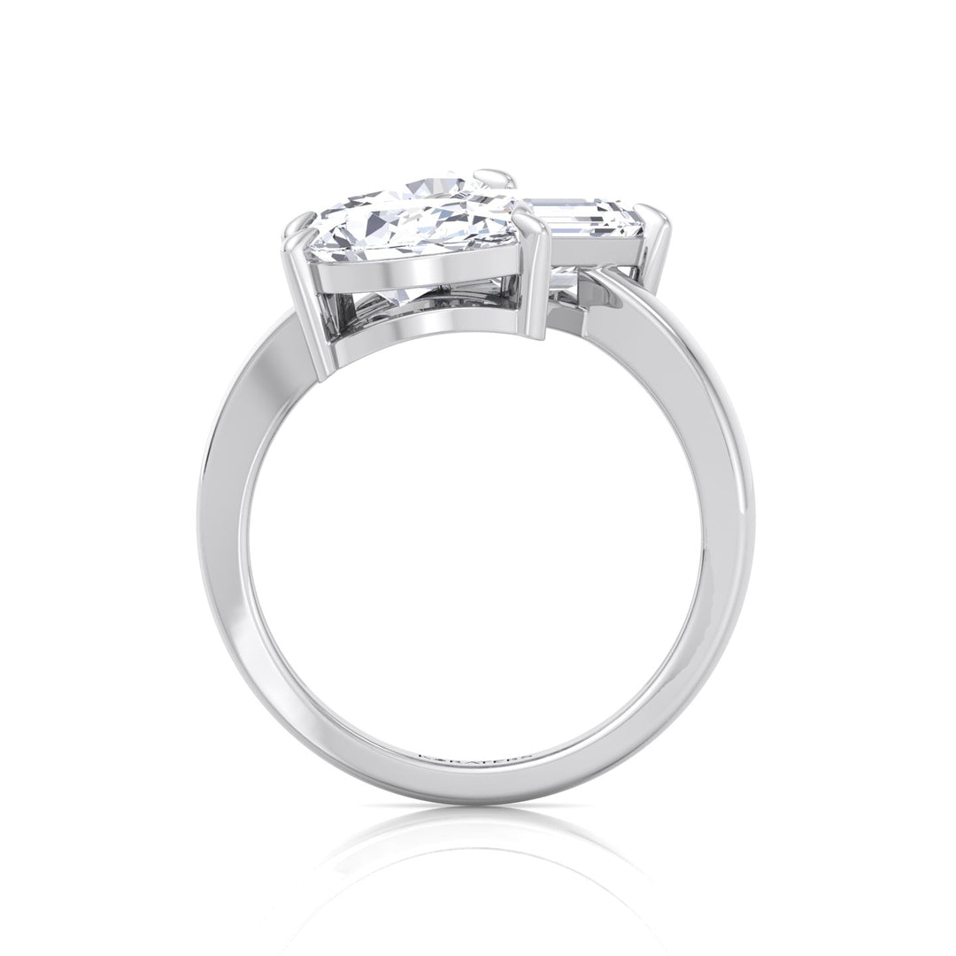 Toi et Moi Three Stone - Pear, Oval & Round Lab Grown Diamond Engagement Ring White Gold