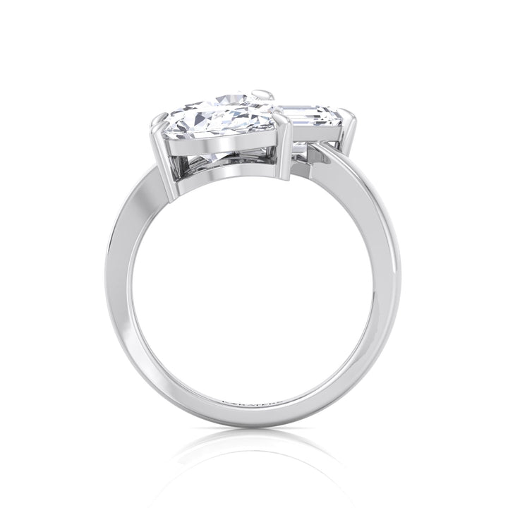 Toi et Moi Three Stone - Pear, Oval & Round Lab Grown Diamond Engagement Ring White Gold