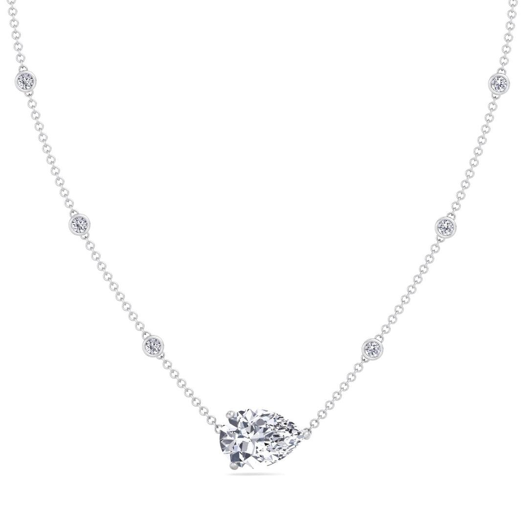 Diamond by The Yard Necklace with Pear Shape Center Stone White Gold 18K