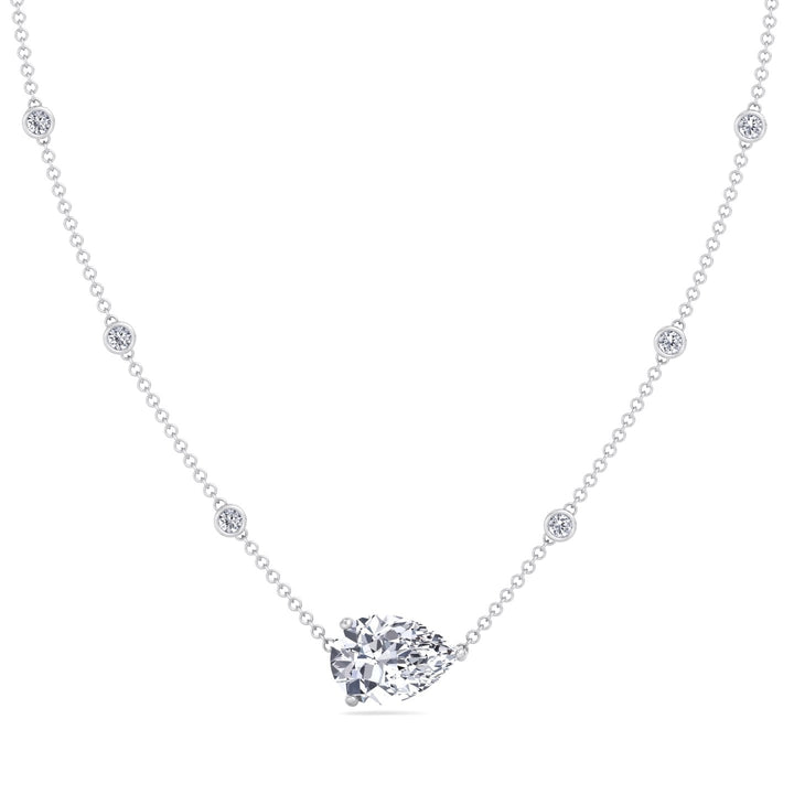 Diamond by The Yard Necklace with Pear Shape Center Stone White Gold 18K