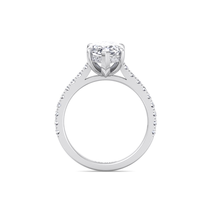 Marquise Shape Lab Grown Diamond Engagement Ring With Hidden Halo & Sidestones White Gold