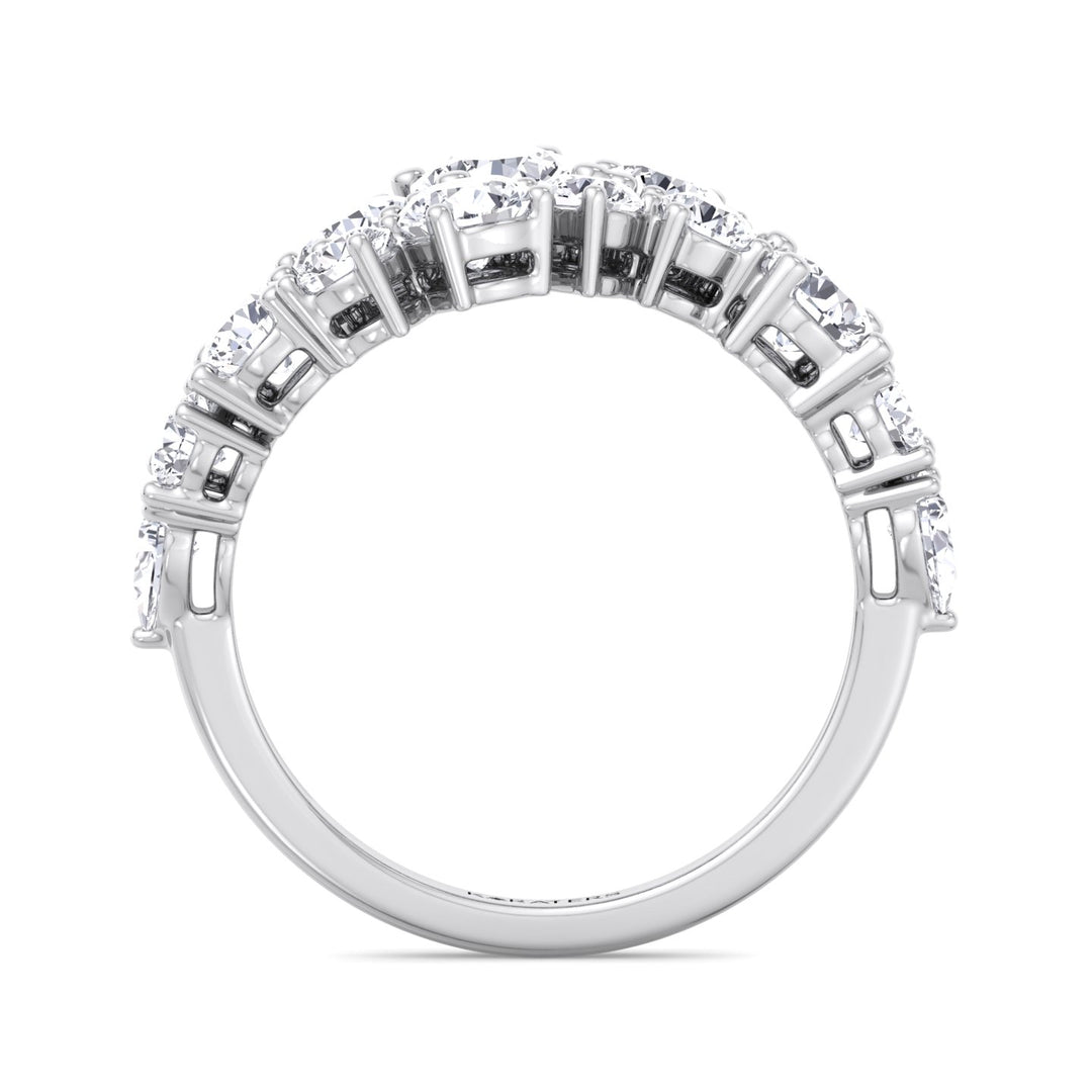 Clustered Graduated Round Shape Lab Grown Diamond Ring White Gold 