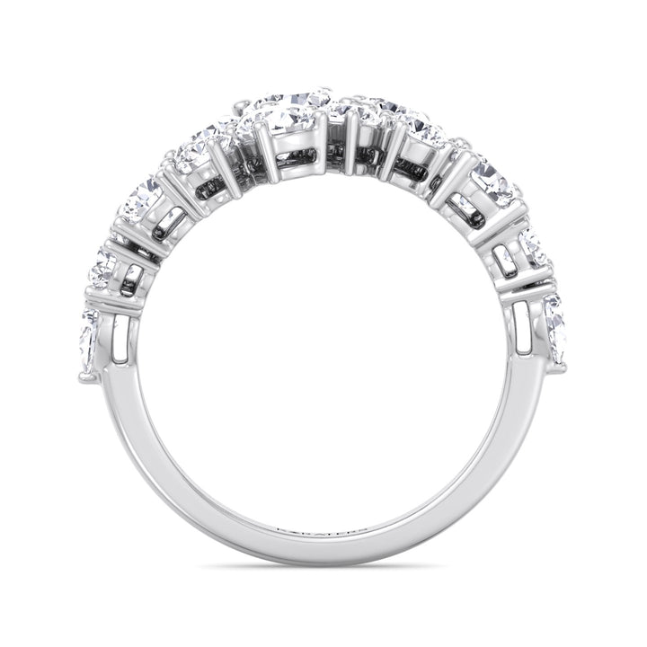 Clustered Graduated Round Shape Lab Grown Diamond Ring White Gold 